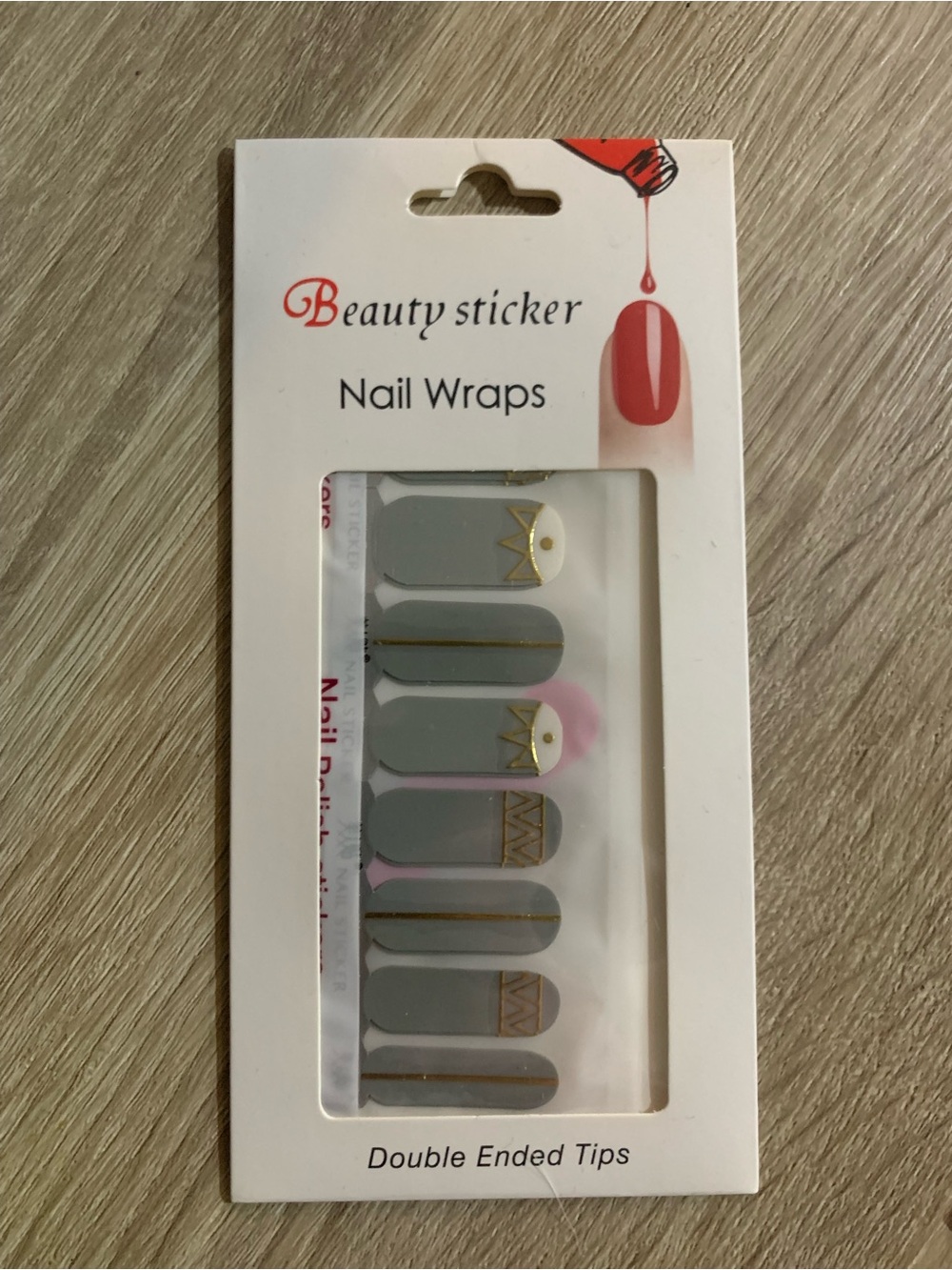 Beauty sticker Nail Wraps — Grey with Gold Accent